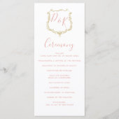 Monogramme Crest Gold Blush programmes de mariage (Devant)