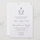 Monogramme Crest Lavande Faire-part de mariage (Devant)