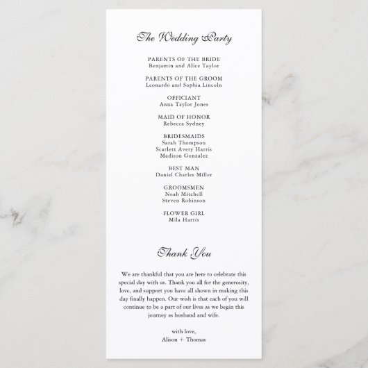 Monogramme Crest noir | Carte du programme de mari (Dos)