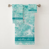 Monogramme cristal turquoise Nom Marbre Agate Pers (En situation)