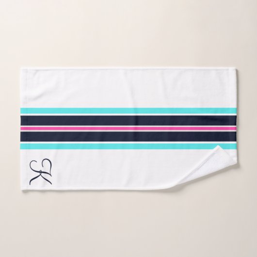 Monogramme cursive de célibataire bleue minimalist (Serviette à main)