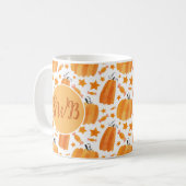 Monogramme customisé Halloween Citrouille café Mug (Devant gauche)