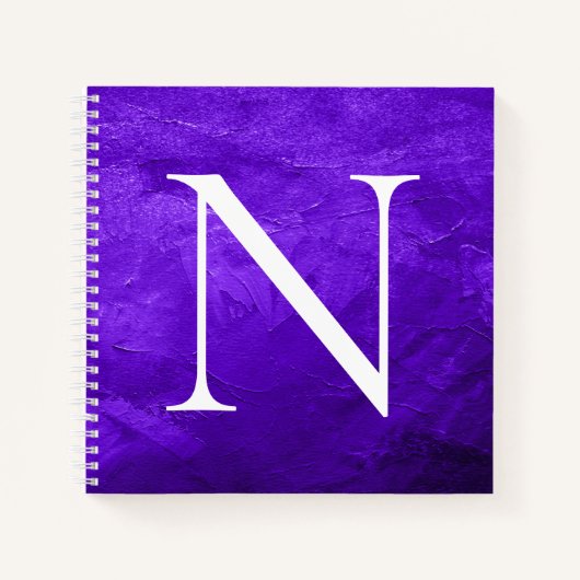 Monogramme Customisé initial Carnet blanc pourpre (Devant)