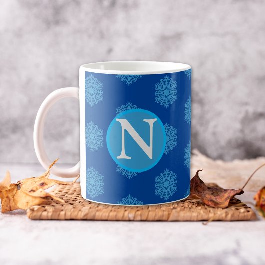 Monogramme customisé Initiale "N" Mug de café bleu