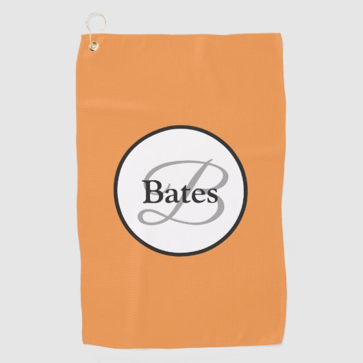 Monogramme Customisé Orange White Golf Serviette (Devant)