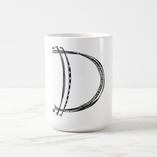 Monogramme D Mug avec notes musicales (Centre)