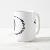 Monogramme D Mug avec notes musicales (Devant droit)