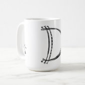Monogramme D Mug avec notes musicales (Devant gauche)