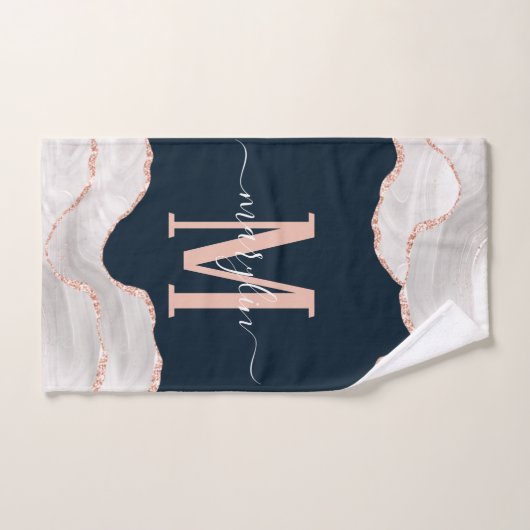 MONOGRAMME D'AGATE DE FOGRA BLANC ET ROSE D'OR NOI (Serviette à main)