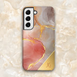 Monogramme d'Agate Rouge et Or Chic<br><div class="desc">Design élégant et chic avec des tons de couleur rouge et gris texture d'agate avec des veines d'or. Il comprend également un élément de dégradé doré d'angle pour votre monogramme.</div>