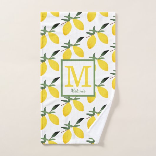Monogramme d'agrumes de citron jaune (Serviette à main)