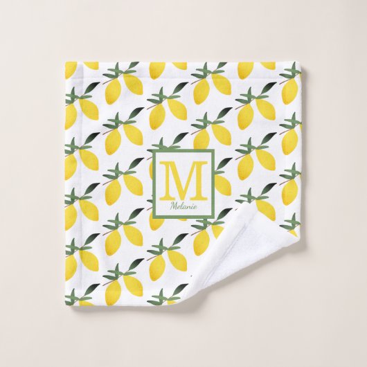 Monogramme d'agrumes de citron jaune (Gant de toilette)