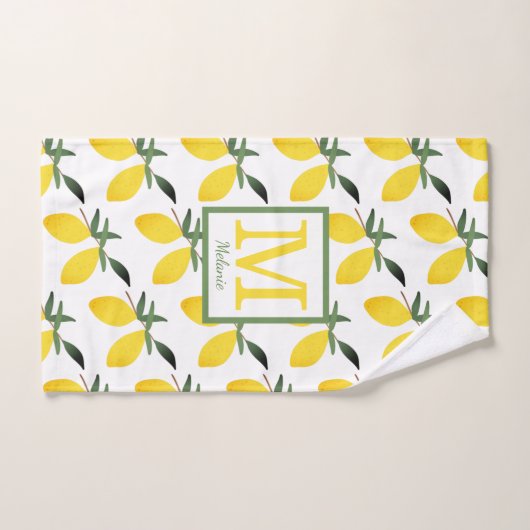Monogramme d'agrumes de citron jaune (Serviette à main)