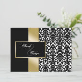 monogramme damas faire-part de mariage or (Debout devant)