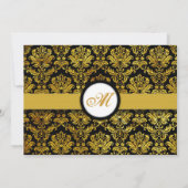 Monogramme Damas noir et or Enregistrer la carte D (Dos)