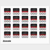 Monogramme Damas rouge Enregistrer les stickers Da (Feuille)