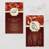 Monogramme, damas + tourbillons cartes de visite (Devant / Derrière)