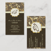 Monogramme, damas + tourbillons cartes de visite (Devant / Derrière)