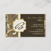 Monogramme, damas + tourbillons cartes de visite (Dos)