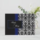 monogramme damask marine faire-part de mariage (Debout devant)
