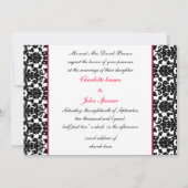 monogramme damassé faire-part de mariage rose (Dos)