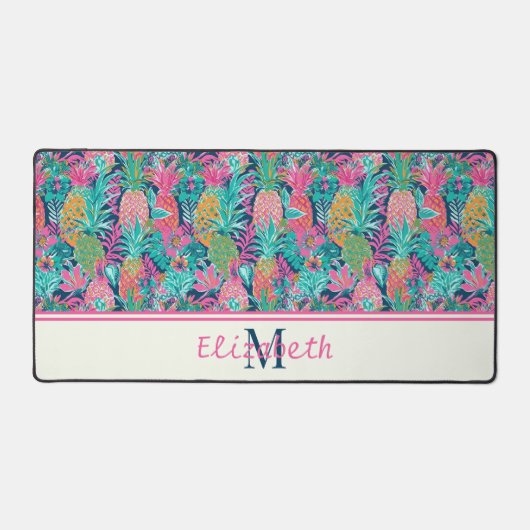 Monogramme d'ananas bleu Preppy Rose Turquoise Nav (Recto)