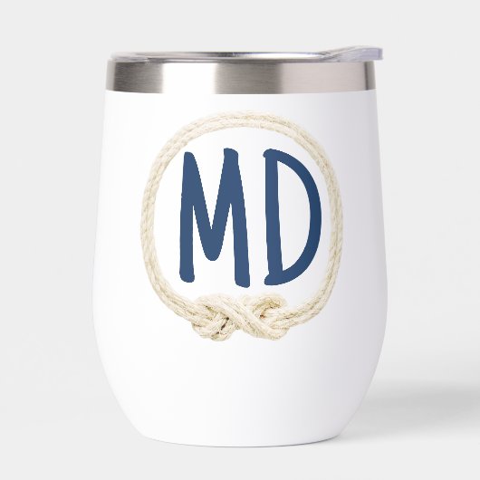 Monogramme dans le cadre de corde blanche (Gauche)