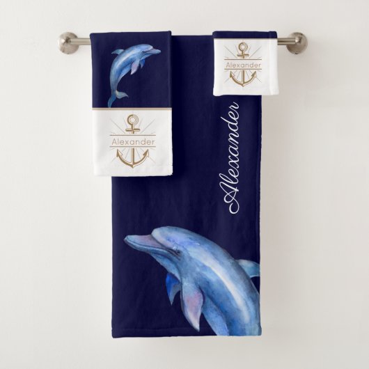 Monogramme d'aquarelle bleu marine côtier (En situation)