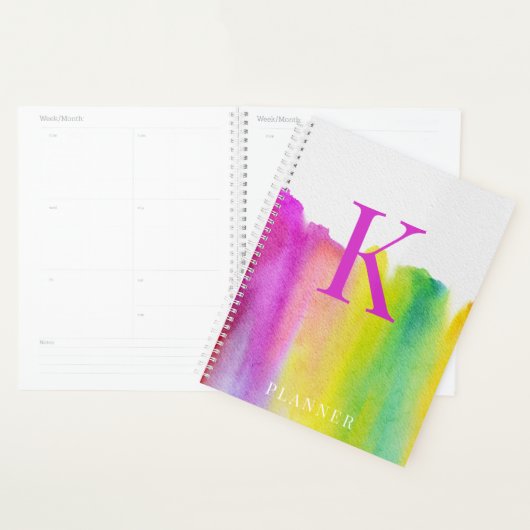 Monogramme d'aquarelle Rainbow moderne (Devant avec enveloppe)
