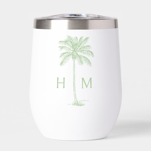 Monogramme d'arbre de palmier vert et blanc Palmet (Avant)