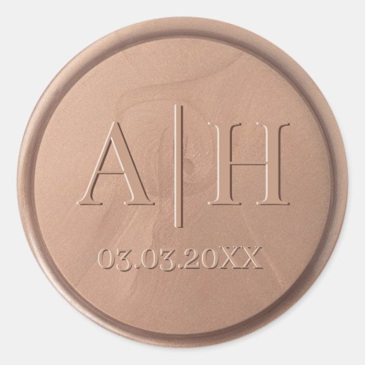 Monogramme Date Chocolat Sticker Brown Sceau (Devant)