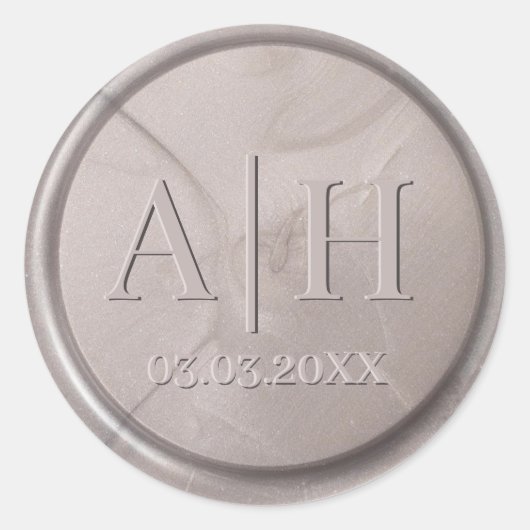 Monogramme Date Pearl Gris cire Sticker (Devant)