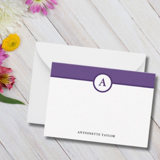 Monogramme d'aubergine pourpre Cartes de notes per