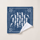 Monogramme dauphin et hippocampe (Gant de toilette)