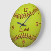 Monogramme de balle molle Acrylique Horloge murale (Angle)