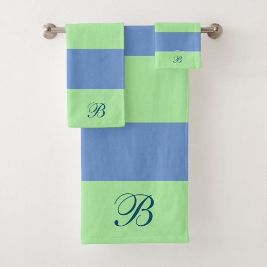 Monogramme de bandes vert et bleu (En situation)