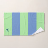 Monogramme de bandes vert et bleu (Serviette à main)