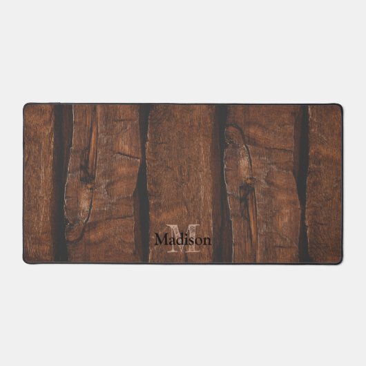 Monogramme de bois ancien brun foncé rustique (Recto)