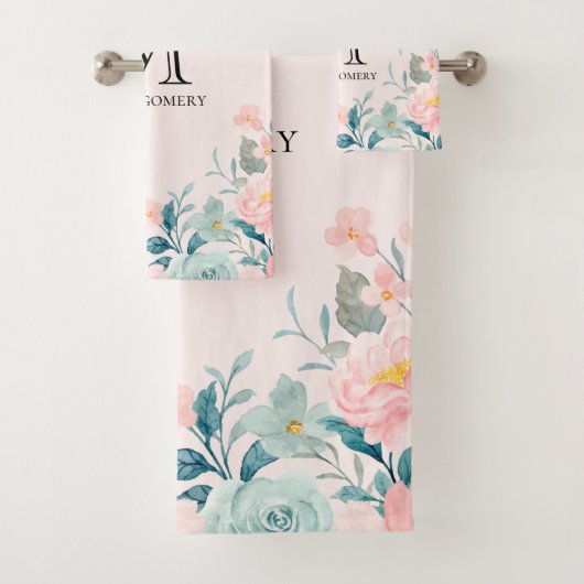 Monogramme de bordure rose et vert (En situation)