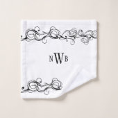 Monogramme de bordure Tourbillonnant stylisée  (Gant de toilette)