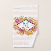 Monogramme de bouquet floral orange et rose (Serviette à main)