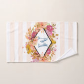 Monogramme de bouquet floral orange et rose (Serviette à main)