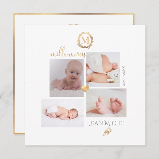 Monogramme de bricolage en D'or Cartes de remise (Devant / Derrière)