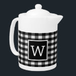 Monogramme de Buffle Noir Plaid<br><div class="desc">Ajoutez vos initiales ou d'autres textes pour customiser cette théière simple et rustique de Monogramme de Buffalo Plaid. Cette théière tendance et chic met en valeur votre table ou votre décor.</div>