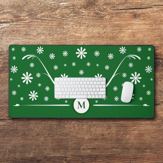 Monogramme de bureau Emerald Green Flower
