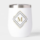 Monogramme de cadre diamant géométrique Noir/Or ID (Arrière)