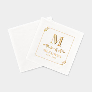 Monogramme de cadre verdoyant or simple