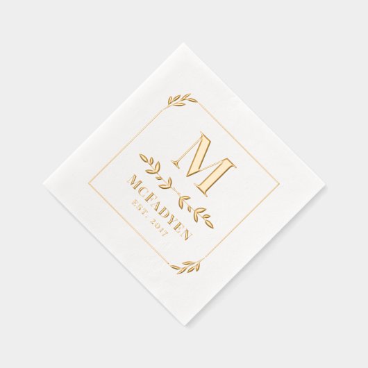 Monogramme de cadre verdoyant or simple (Droite)