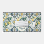 Monogramme de carreau bleu motif de citron de camp (Clavier et souris)