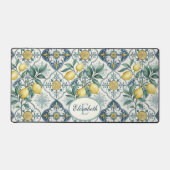 Monogramme de carreau bleu motif de citron de camp (Recto)